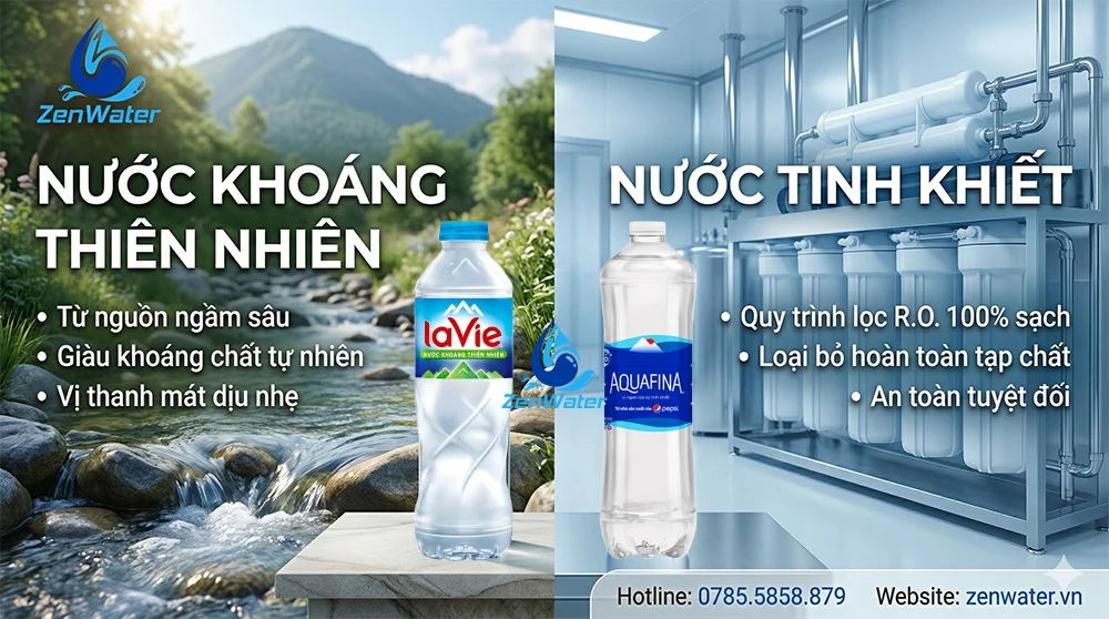 Sự Khác Biệt nước khoáng thiên nhiên So Với Nước Tinh Khiết