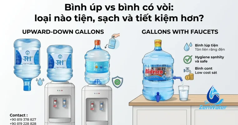 Bình úp vs bình có vòi: loại nào tiện, sạch và tiết kiệm hơn?