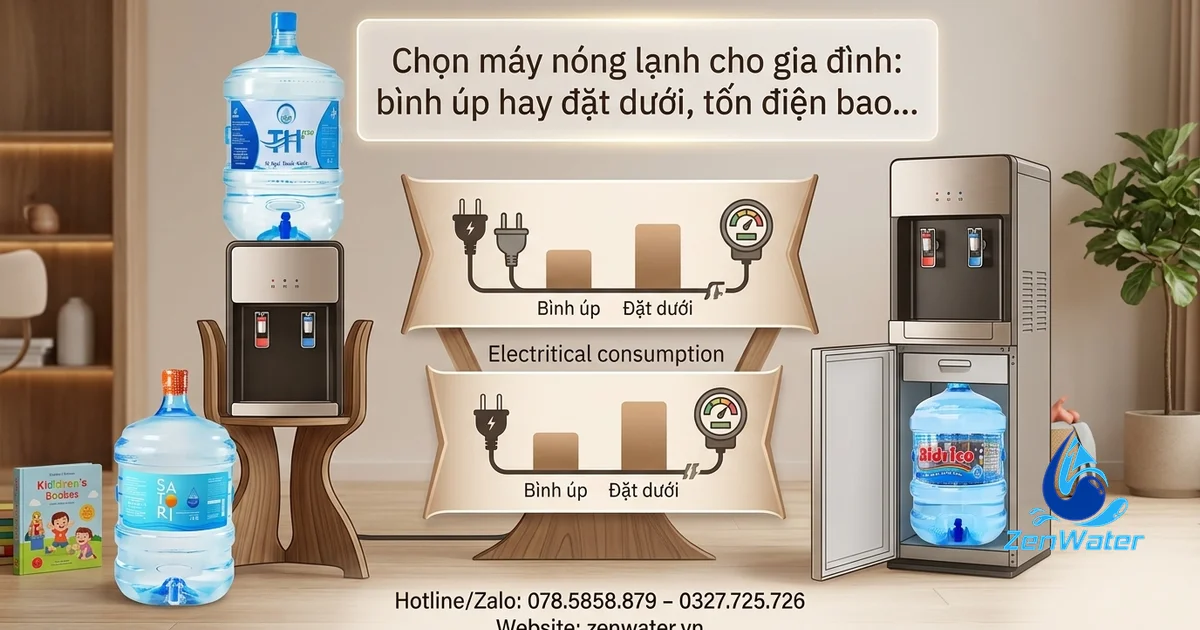 Chọn máy nóng lạnh cho gia đình: bình úp hay đặt dưới, tốn điện bao nhiêu 3 Chọn máy nóng lạnh cho gia đình: bình úp hay đặt dưới, tốn điện bao nhiêu